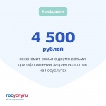 4500 рублей сэкономит семья с двумя детьми при оформлении загранпаспортов на Госуслугах 